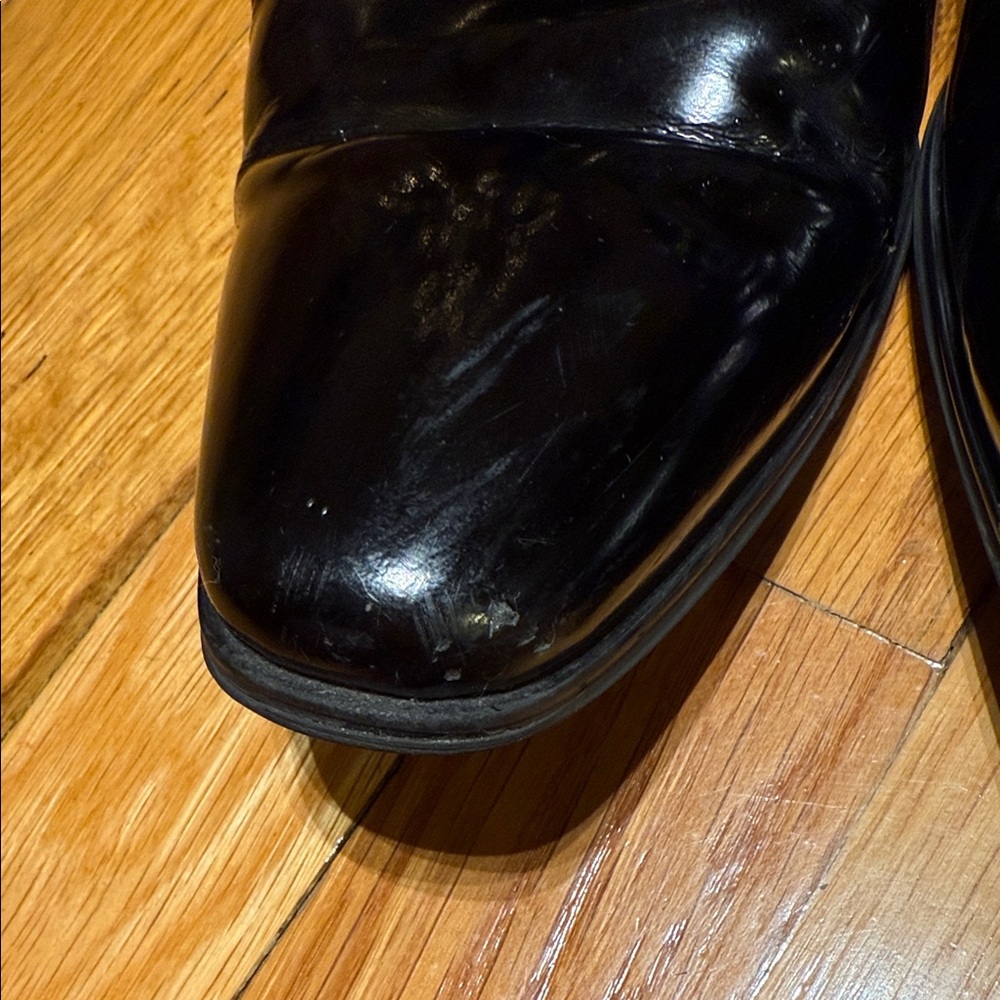 Versace Collection Shiny Black Leather Derbys Size 11 - Picture 7 of 9